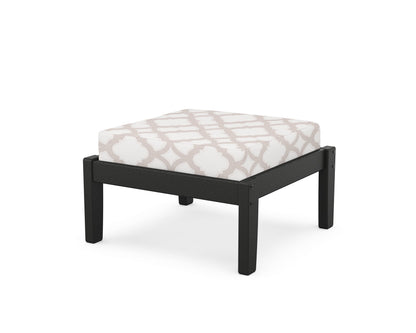 Unbranded Deep Seating Ottoman in Black / Trellis Dune Burlap