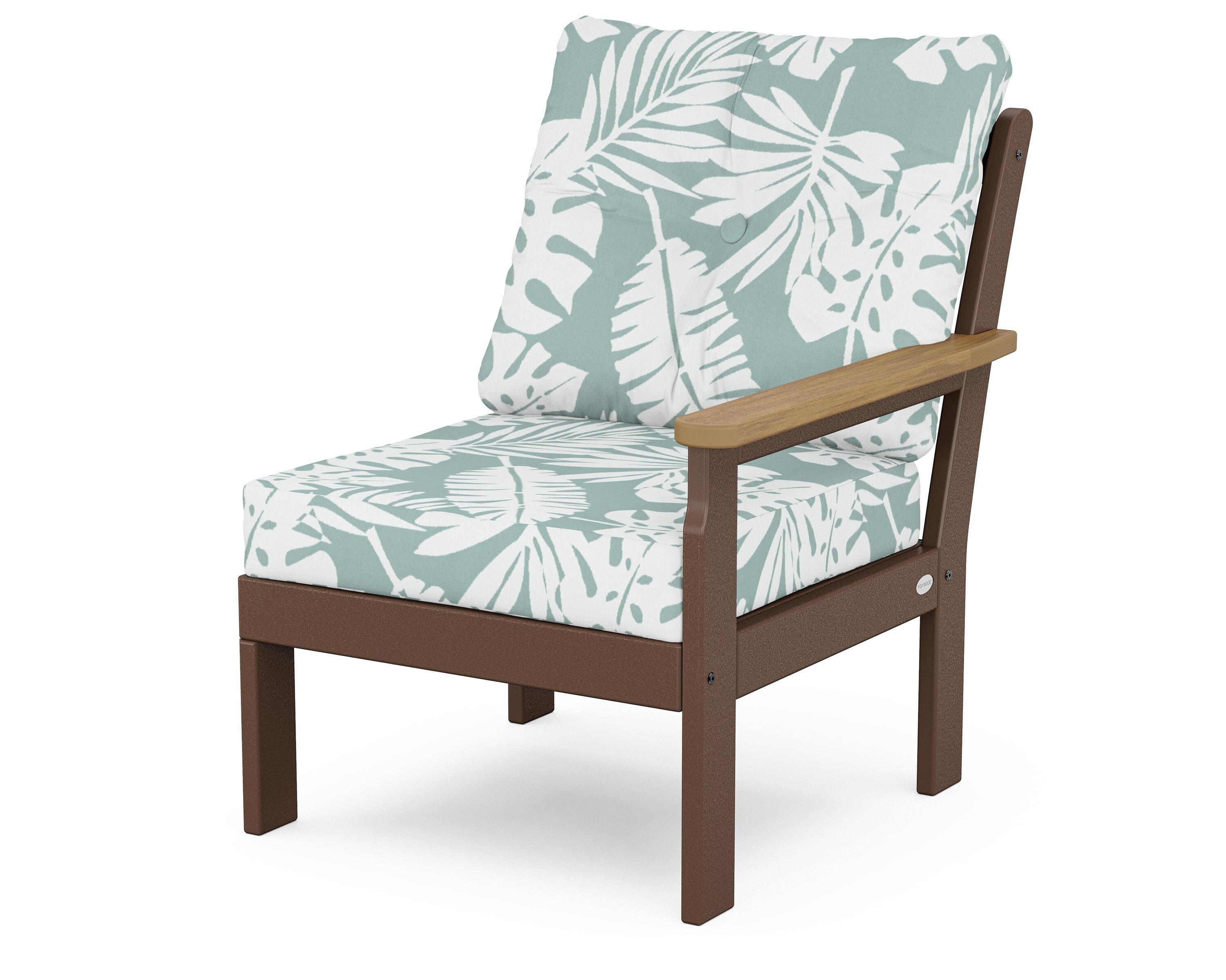 POLYWOOD® Vineyard Modular Right Arm Chair in Mahogany / Natural / Leaf Glacier Spa