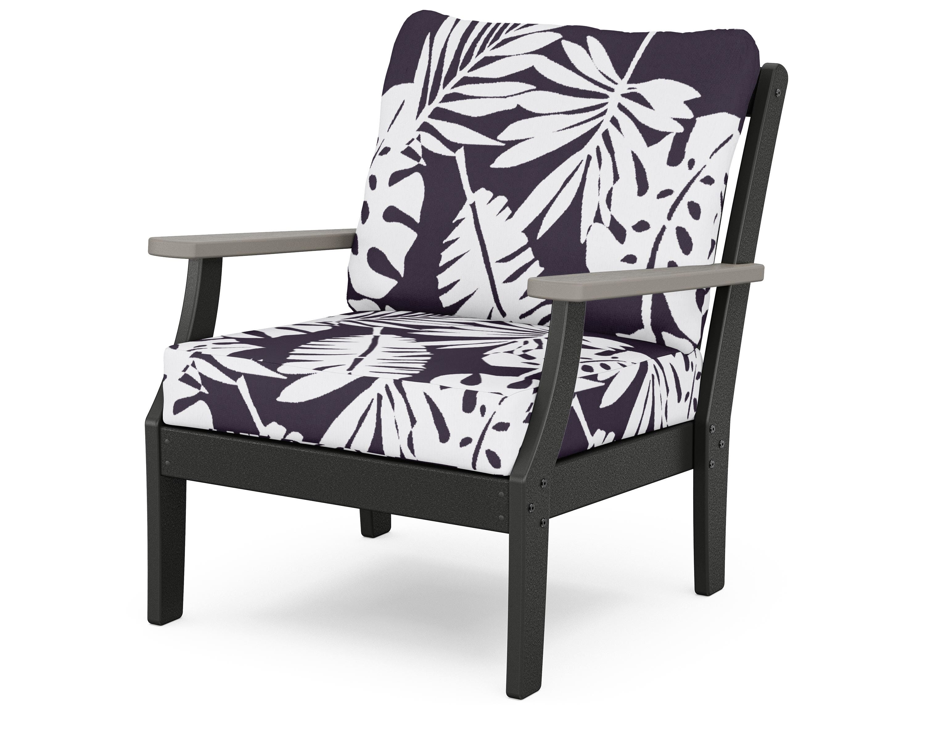 POLYWOOD® Braxton Deep Seating Chair in Black / Driftwood / Leaf Navy