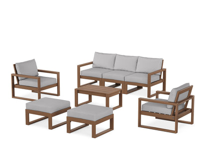 POLYWOOD® EDGE Sectional 8-Piece Lounge Sofa Set in Teak / Granite
