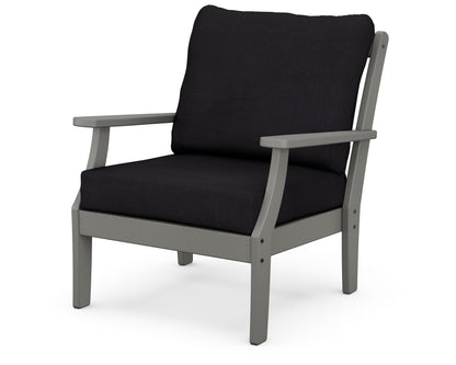 POLYWOOD® Braxton Deep Seating Chair in Slate Grey / Midnight Linen