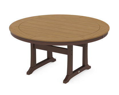 POLYWOOD® Nautical Trestle 60" Round Dining Table in Mahogany / Natural