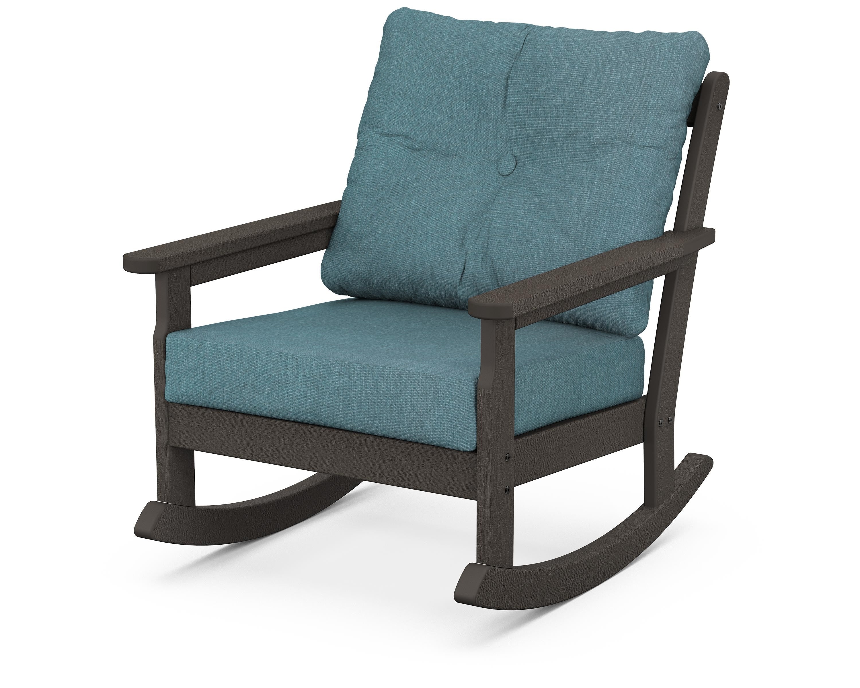 POLYWOOD® Vineyard Deep Seating Rocking Chair in Vintage Coffee / Ocean Teal