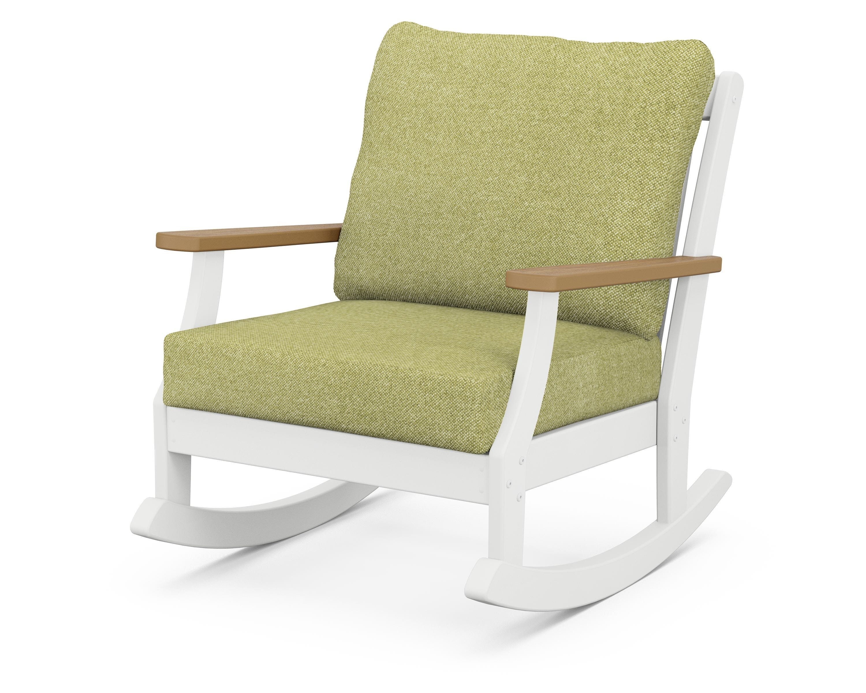 POLYWOOD® Braxton Deep Seating Rocking Chair in White / Natural / Chartreuse Boucle