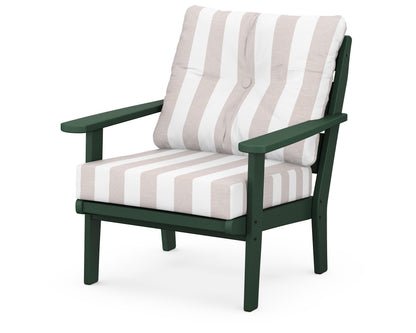 POLYWOOD® Lakeside Deep Seating Chair in Green / Cabana Stripe Dune Burlap