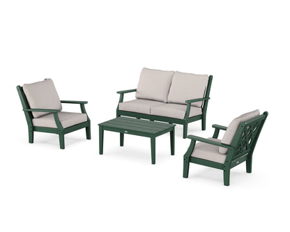 Country Living Wovendale 4-Piece Deep Seating Set with Loveseat in Green / Dune Burlap