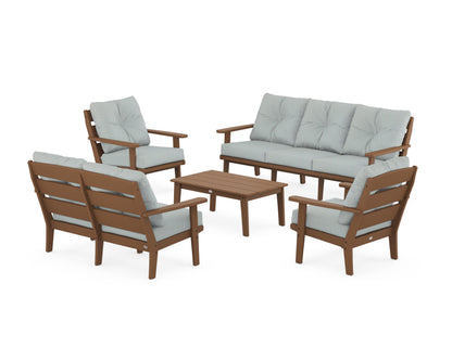 POLYWOOD® Lakeside 5-Piece Lounge Sofa Set in Teak / Spa