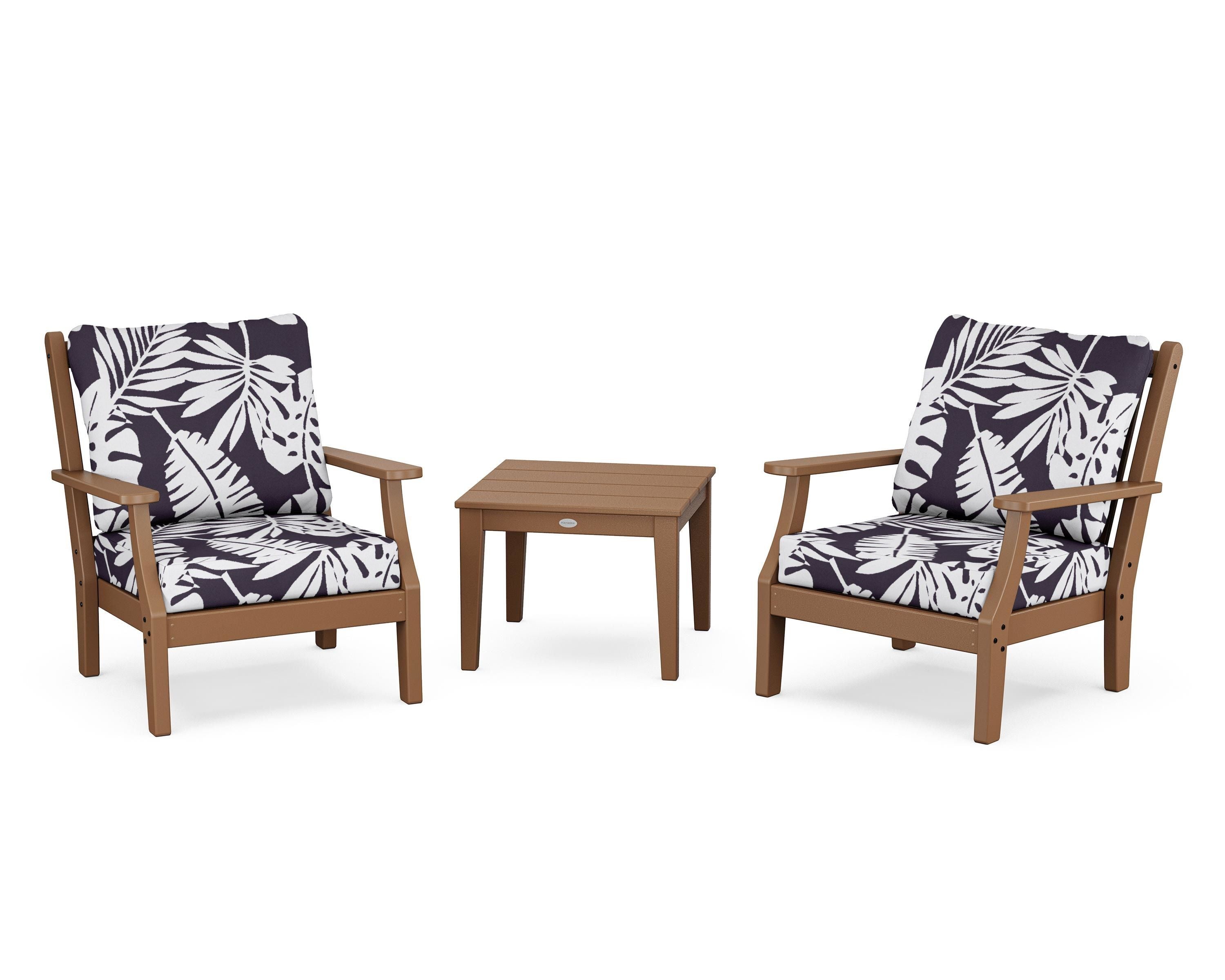 Country Living Wovendale 3-Piece Deep Seating Set in Teak / Leaf Navy