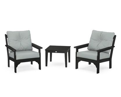 POLYWOOD® Vineyard 3-Piece Deep Seating Set in Black / Spa