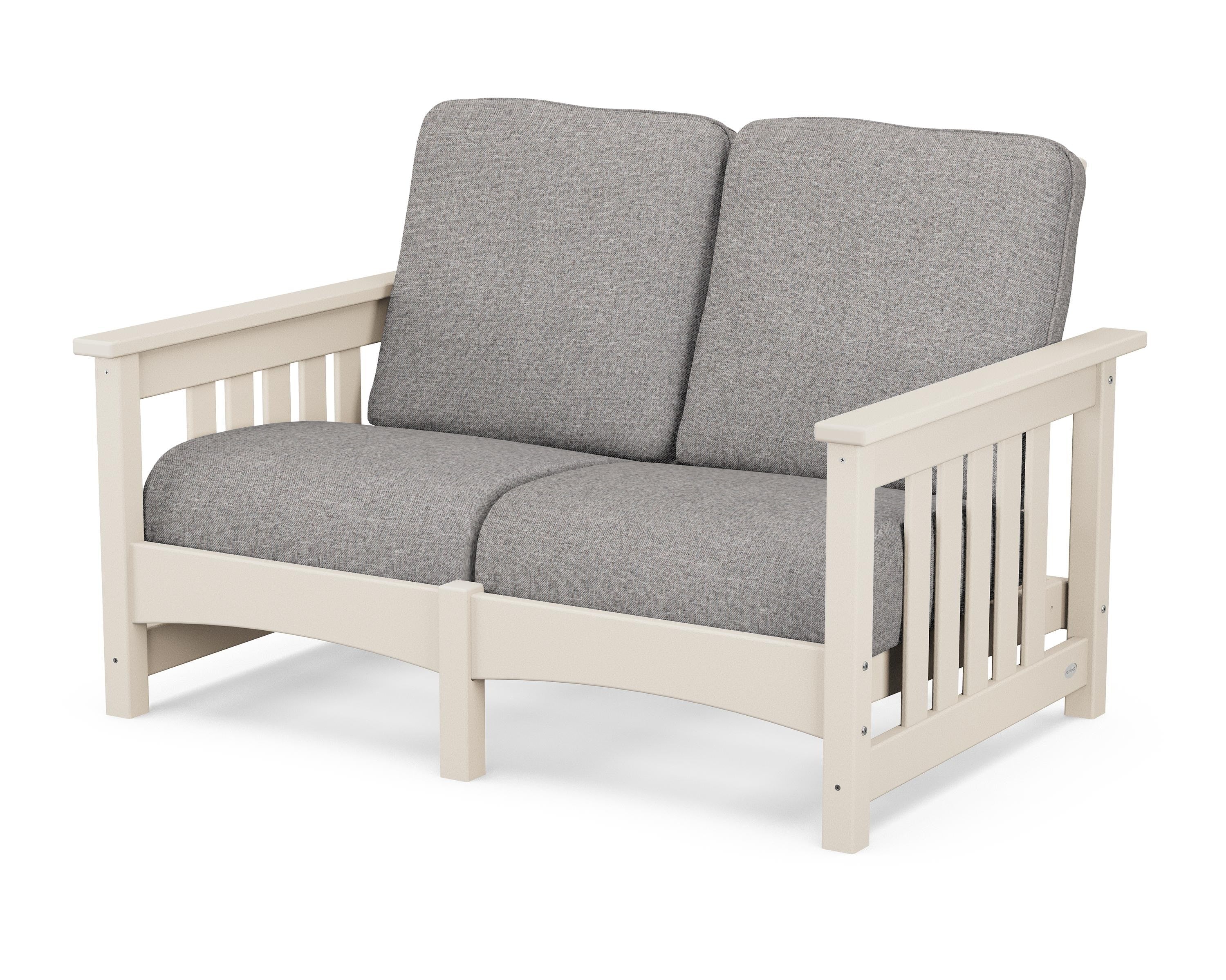 POLYWOOD® Club Mission Loveseat in Sand / Grey Mist