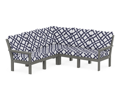 POLYWOOD® Vineyard 5-Piece Sectional in Slate Grey / Trellis Navy