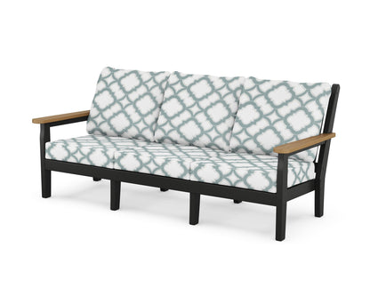 POLYWOOD® Chippendale Deep Seating Sofa in Black / Natural / Trellis Glacier Spa