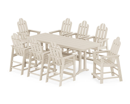 POLYWOOD® Long Island 9-Piece Farmhouse Counter Set with Trestle Legs in Sand