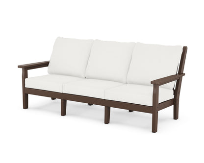 POLYWOOD® Chippendale Deep Seating Sofa in Mahogany / Natural Linen