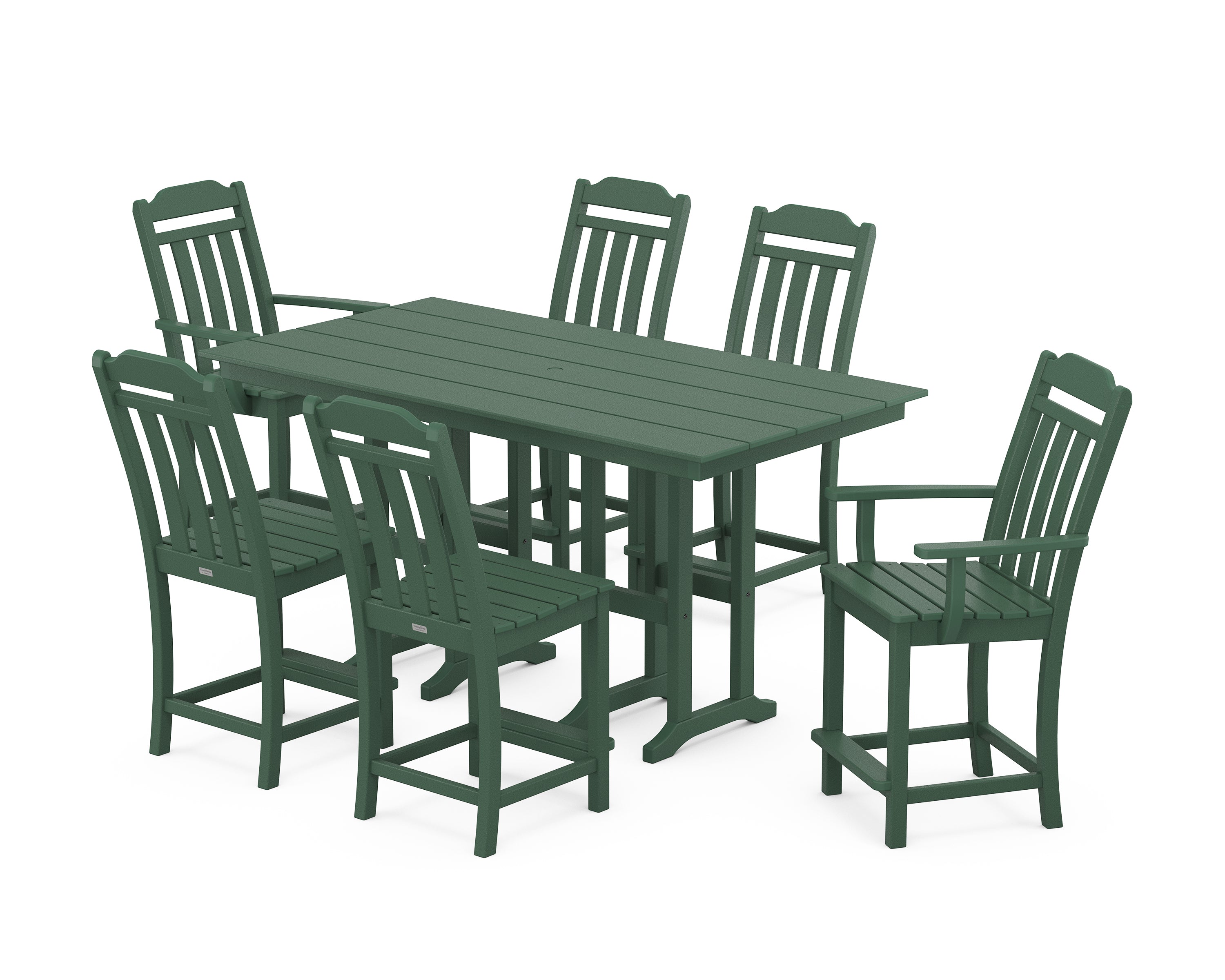 Country Living Cottage 7-Piece Farmhouse Counter Set in Green