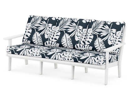 POLYWOOD® Lakeside Deep Seating Sofa in White / Leaf Marine Indigo