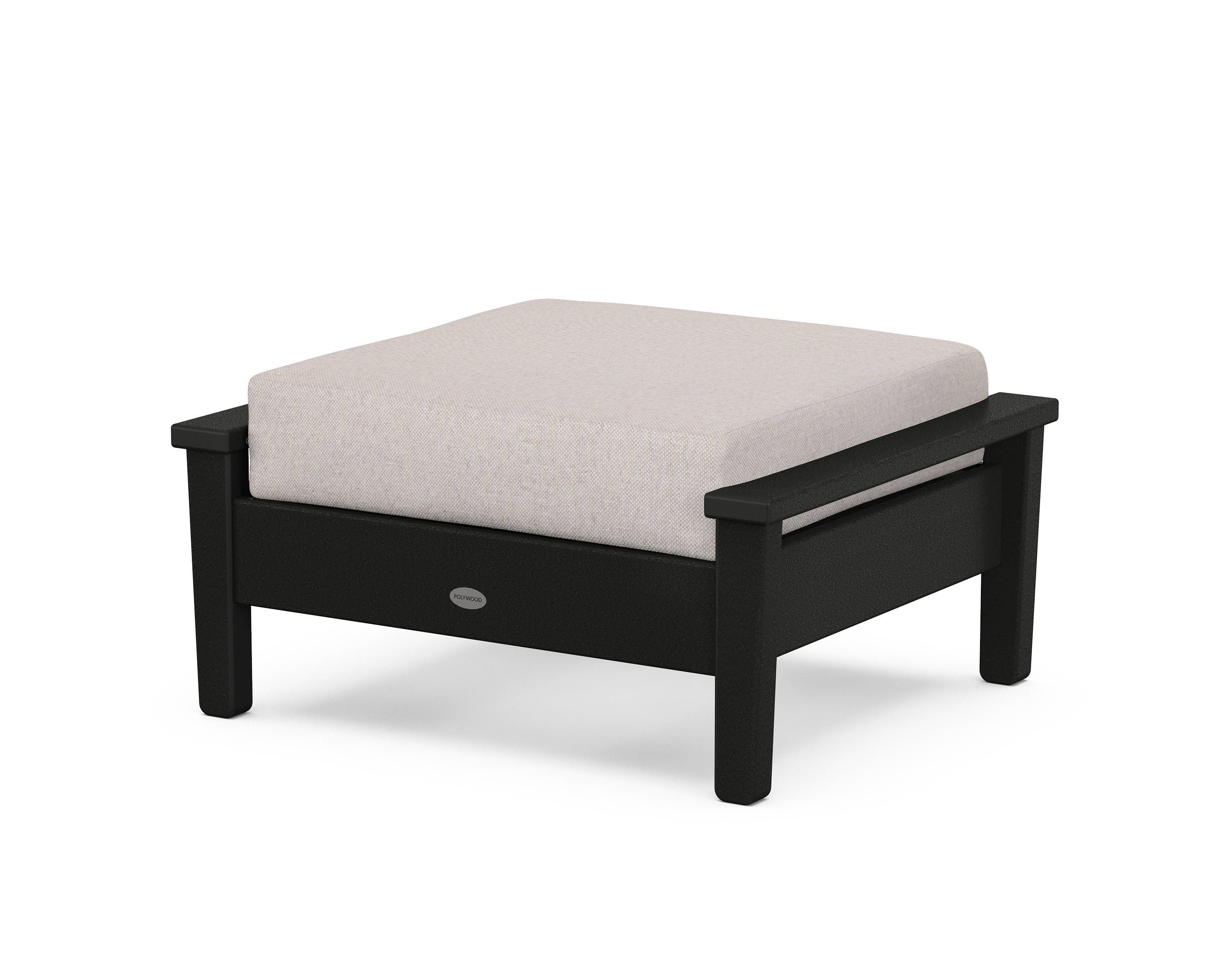 POLYWOOD® Prescott Deep Seating Ottoman in Black / Dune Burlap