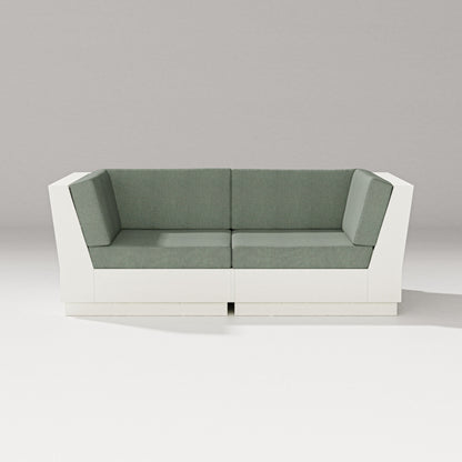 PW Designer Series Elevate Loveseat Sectional in Vintage White / Cast Sage