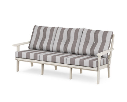 POLYWOOD® Mission Deep Seating Sofa in Sand / Cabana Stripe Grey Mist