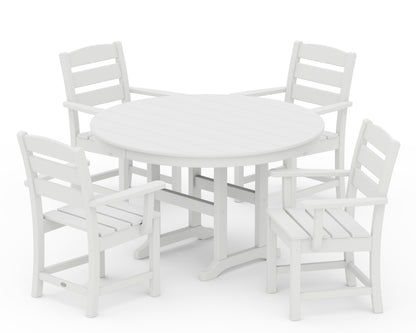 POLYWOOD® Lakeside 5-Piece Round Farmhouse Dining Set in White