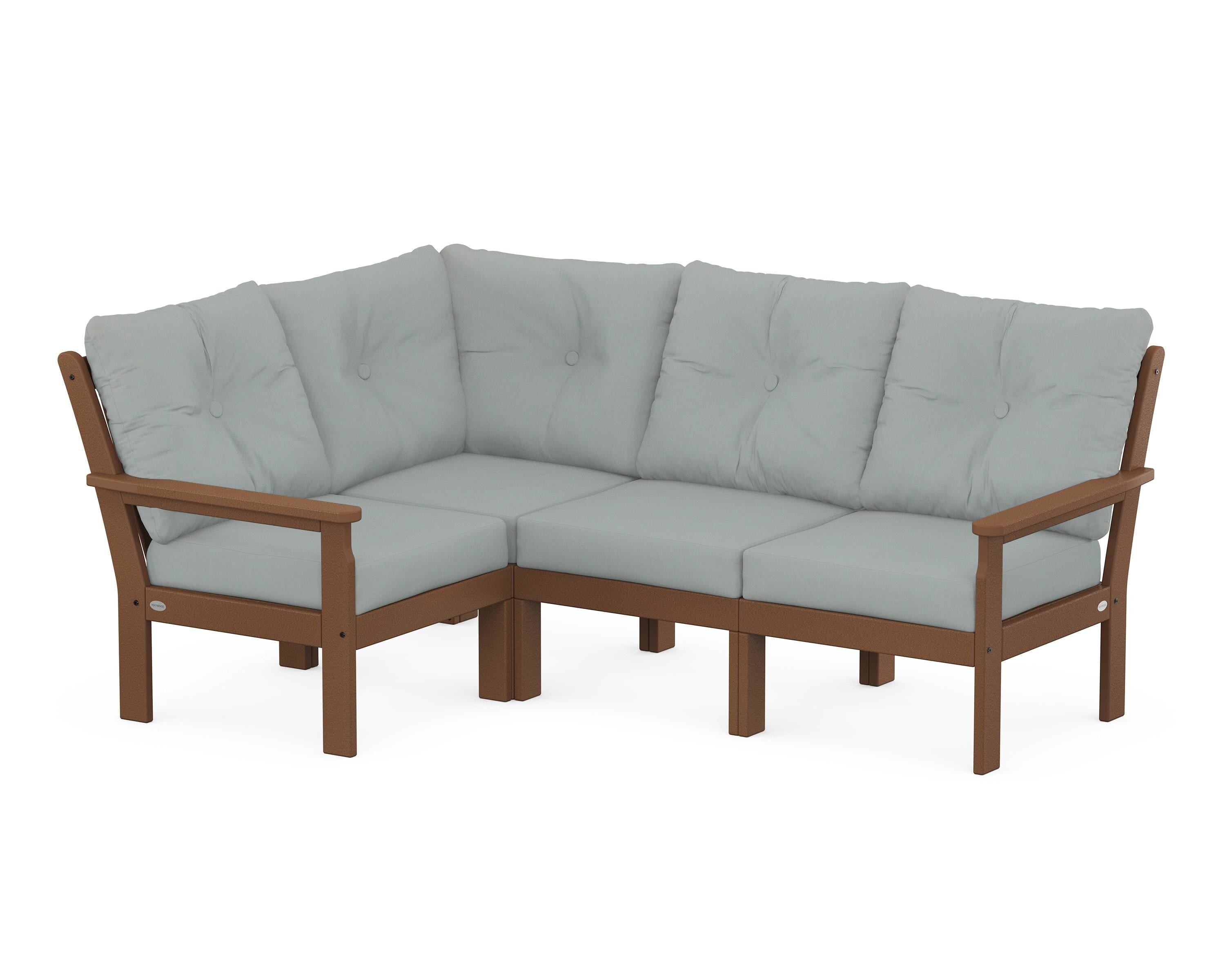POLYWOOD® Vineyard 4-Piece Sectional in Teak / Spa