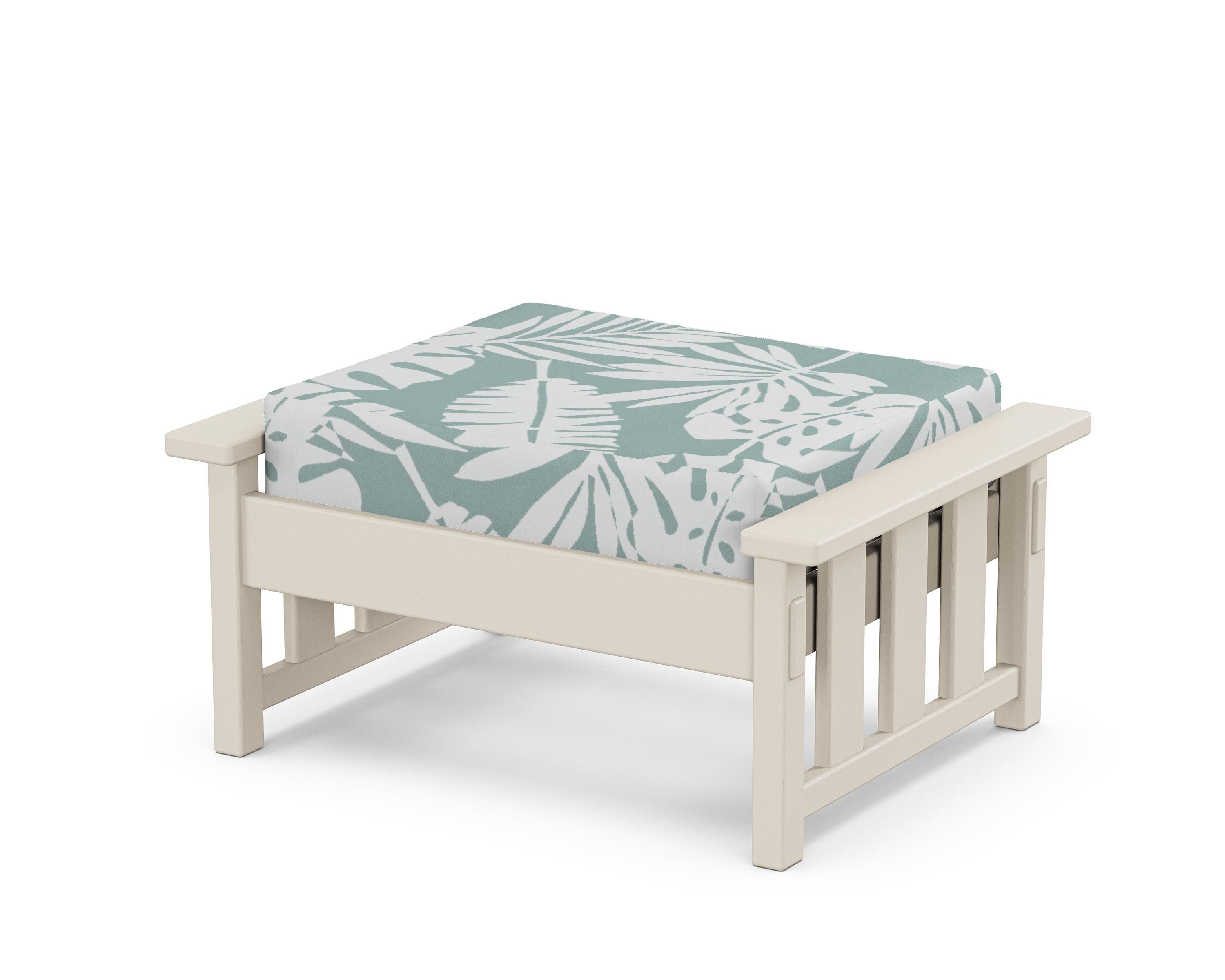 Martha Stewart by POLYWOOD® Acadia Deep Seating Ottoman in Sand / Leaf Glacier Spa