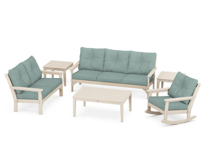 POLYWOOD® Vineyard 6-Piece Deep Seating Set in Sand / Glacier Spa