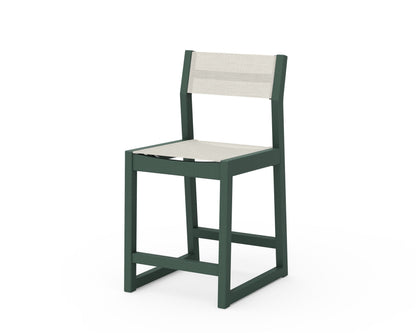 POLYWOOD® EDGE Sling Counter Side Chair in Green / Parchment Sling