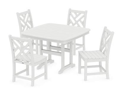 POLYWOOD® Chippendale Side Chair 5-Piece Dining Set with Trestle Legs in White