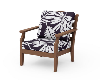 Draper James™ by  POLYWOOD® Savannah Deep Seating Chair in Teak / Leaf Navy