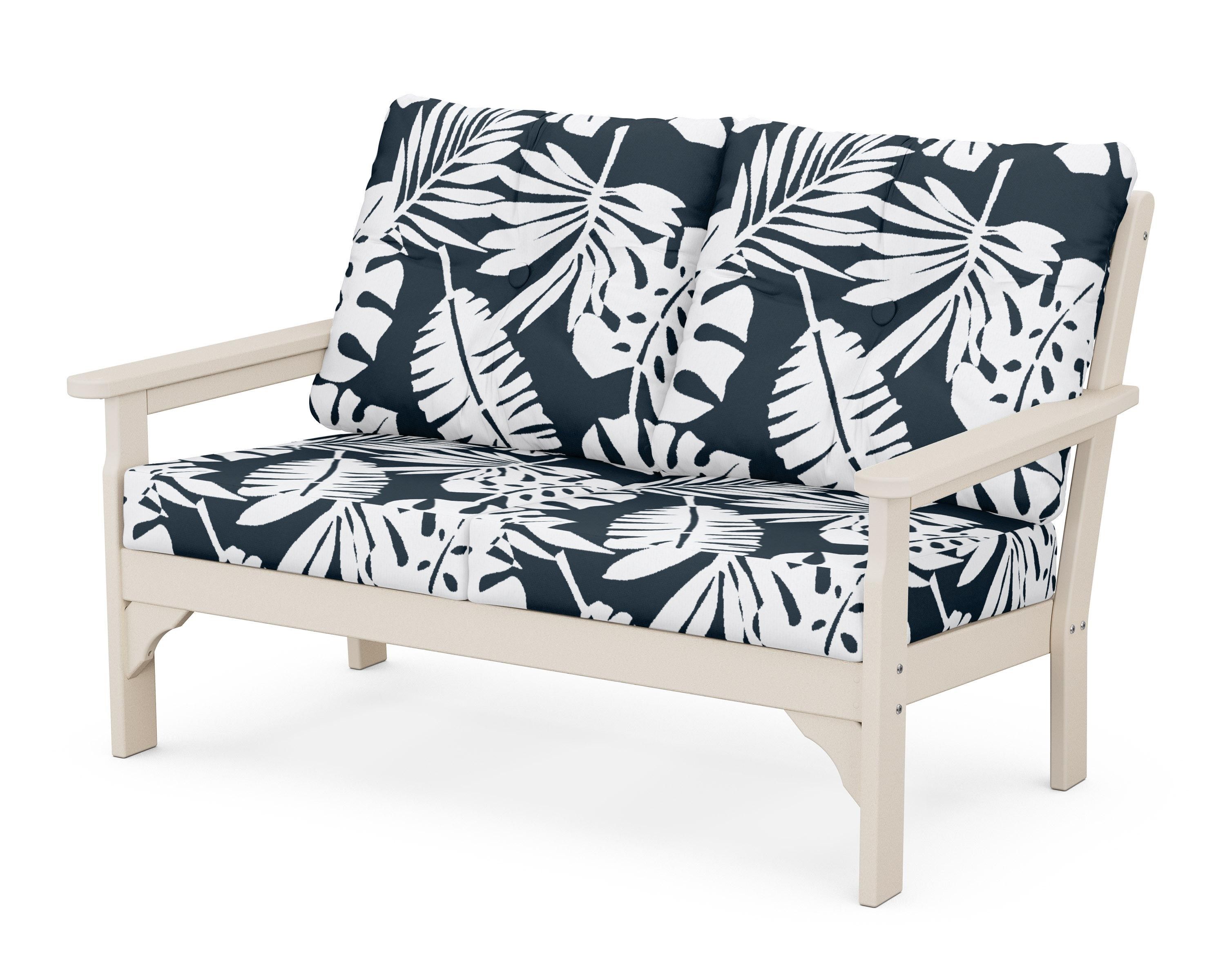 POLYWOOD® Vineyard Deep Seating Loveseat in Sand / Leaf Marine Indigo