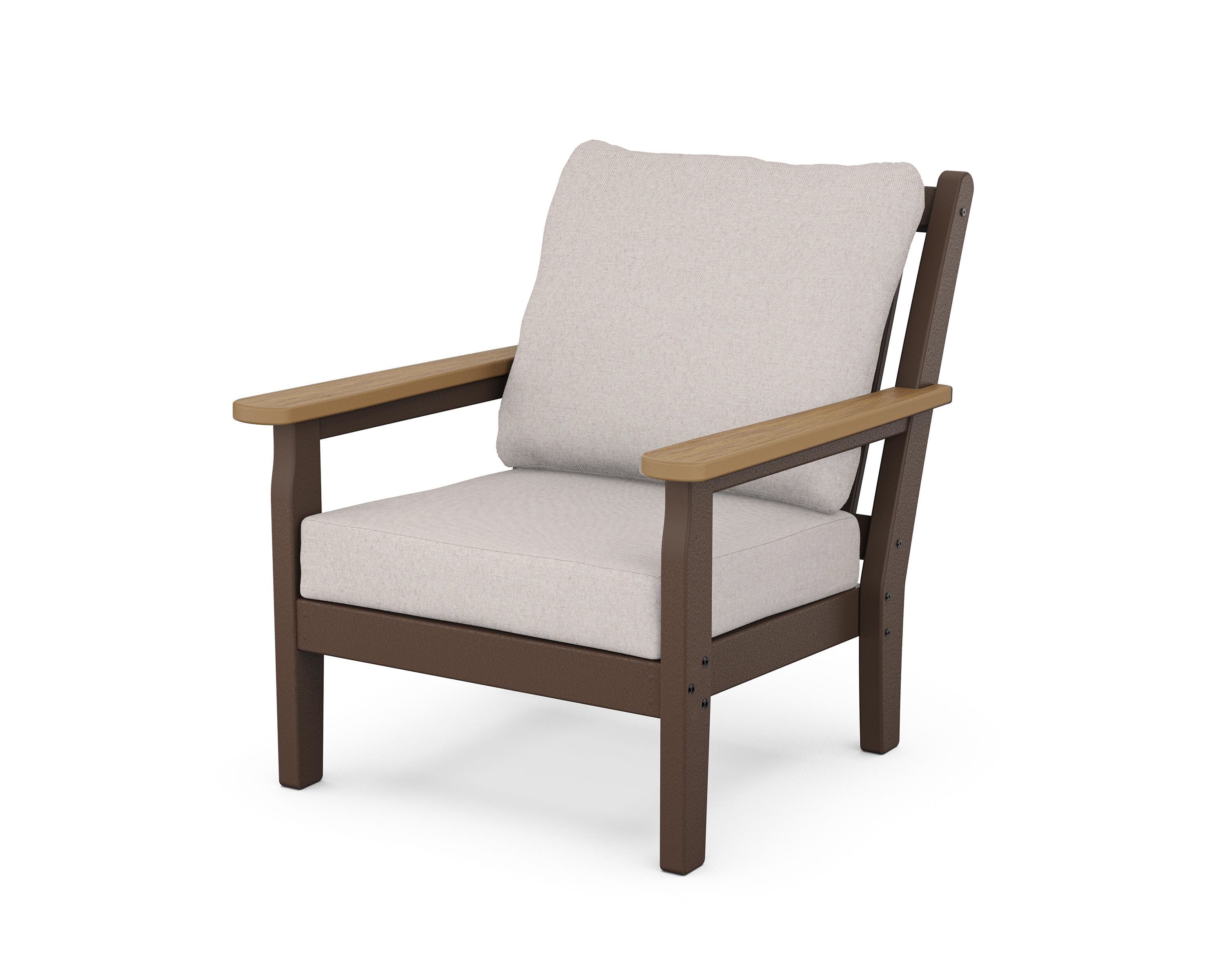 POLYWOOD® Chippendale Deep Seating Chair in Mahogany / Natural / Dune Burlap