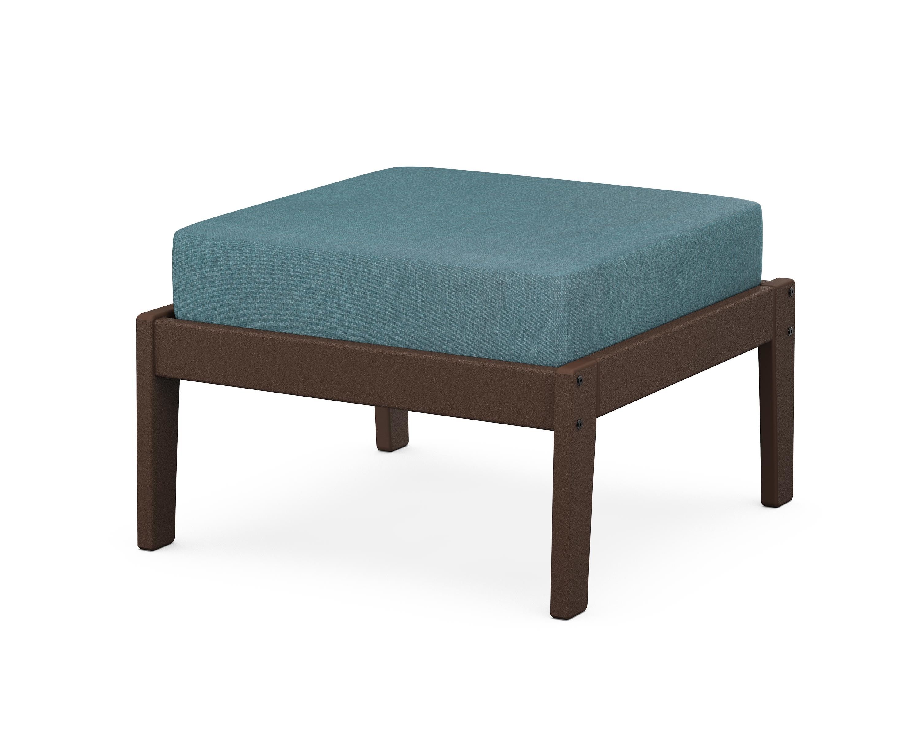 Unbranded Deep Seating Ottoman in Mahogany / Ocean Teal