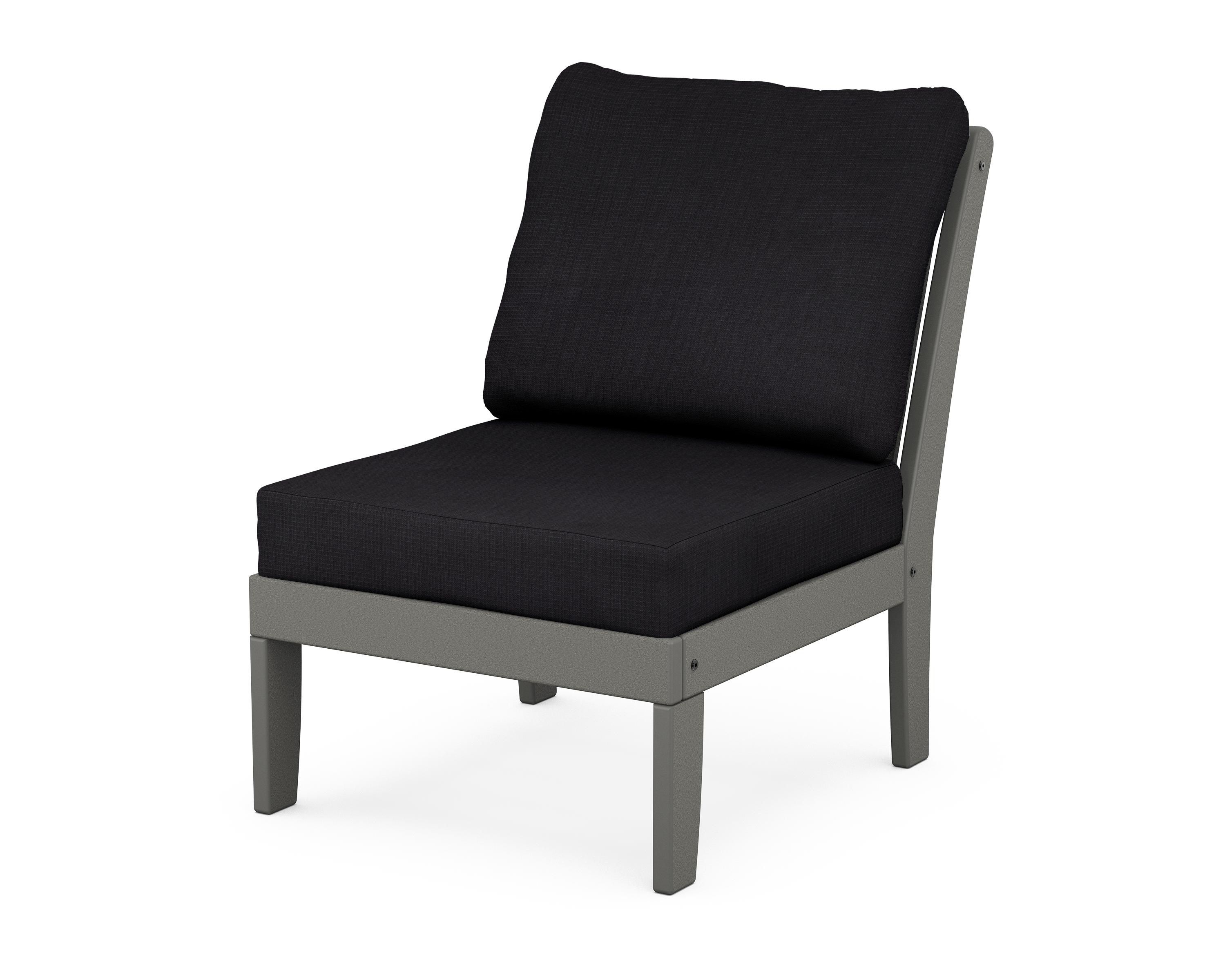 POLYWOOD® Braxton Modular Armless Chair in Slate Grey / Midnight Linen