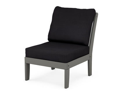 POLYWOOD® Braxton Modular Armless Chair in Slate Grey / Midnight Linen