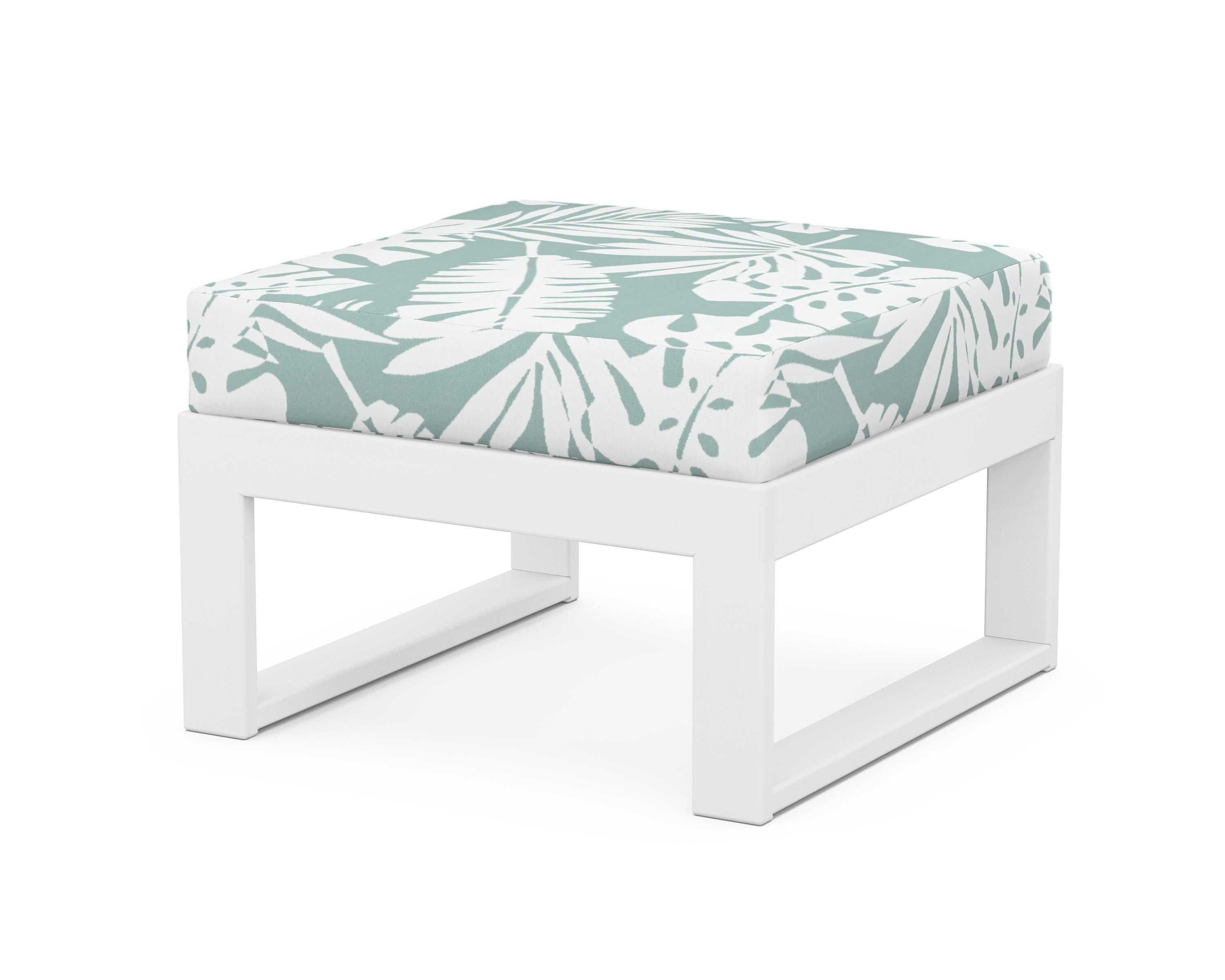 Unbranded Modular Ottoman - Modern in White / Leaf Glacier Spa