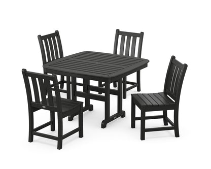 POLYWOOD® Traditional Garden Side Chair 5-Piece Dining Set with Trestle Legs in Black