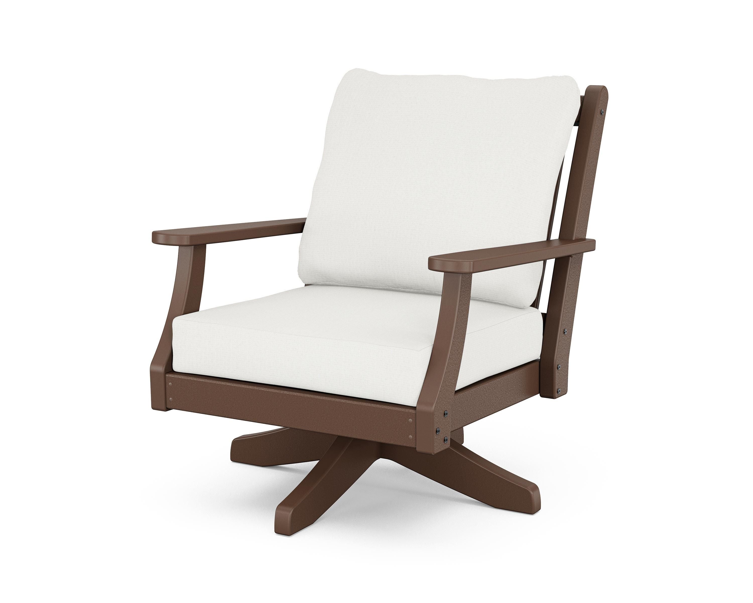 Country Living Wovendale Deep Seating Swivel Chair in Mahogany / Natural Linen
