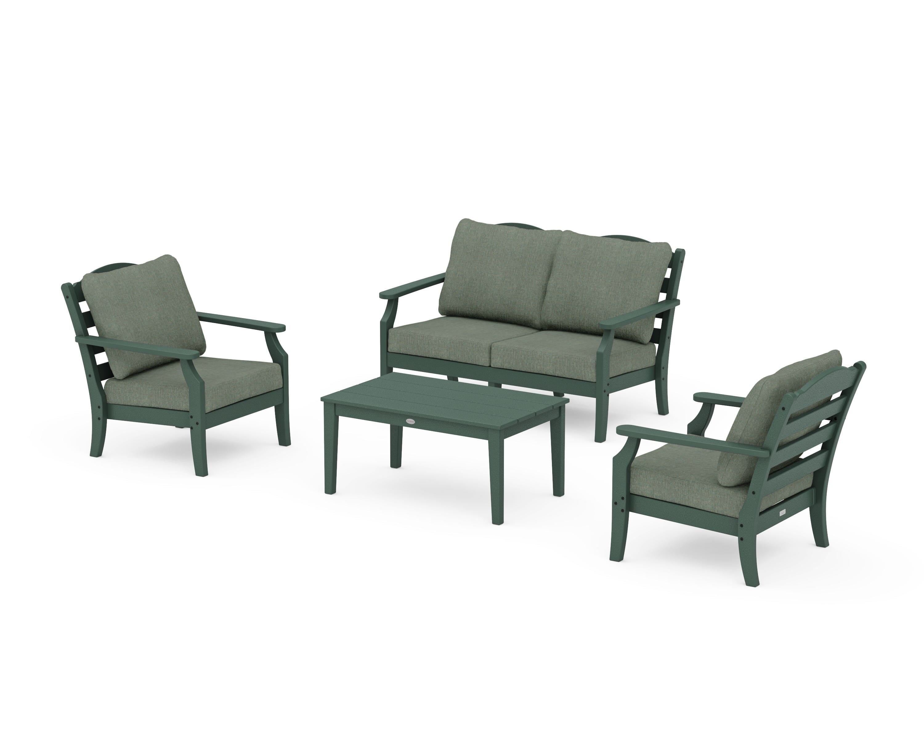 Draper James™ by  POLYWOOD® Savannah 4-Piece Deep Seating Set with Loveseat in Green / Cast Sage