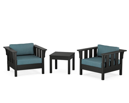 Martha Stewart by POLYWOOD® Acadia 3-Piece Deep Seating Set in Black / Ocean Teal