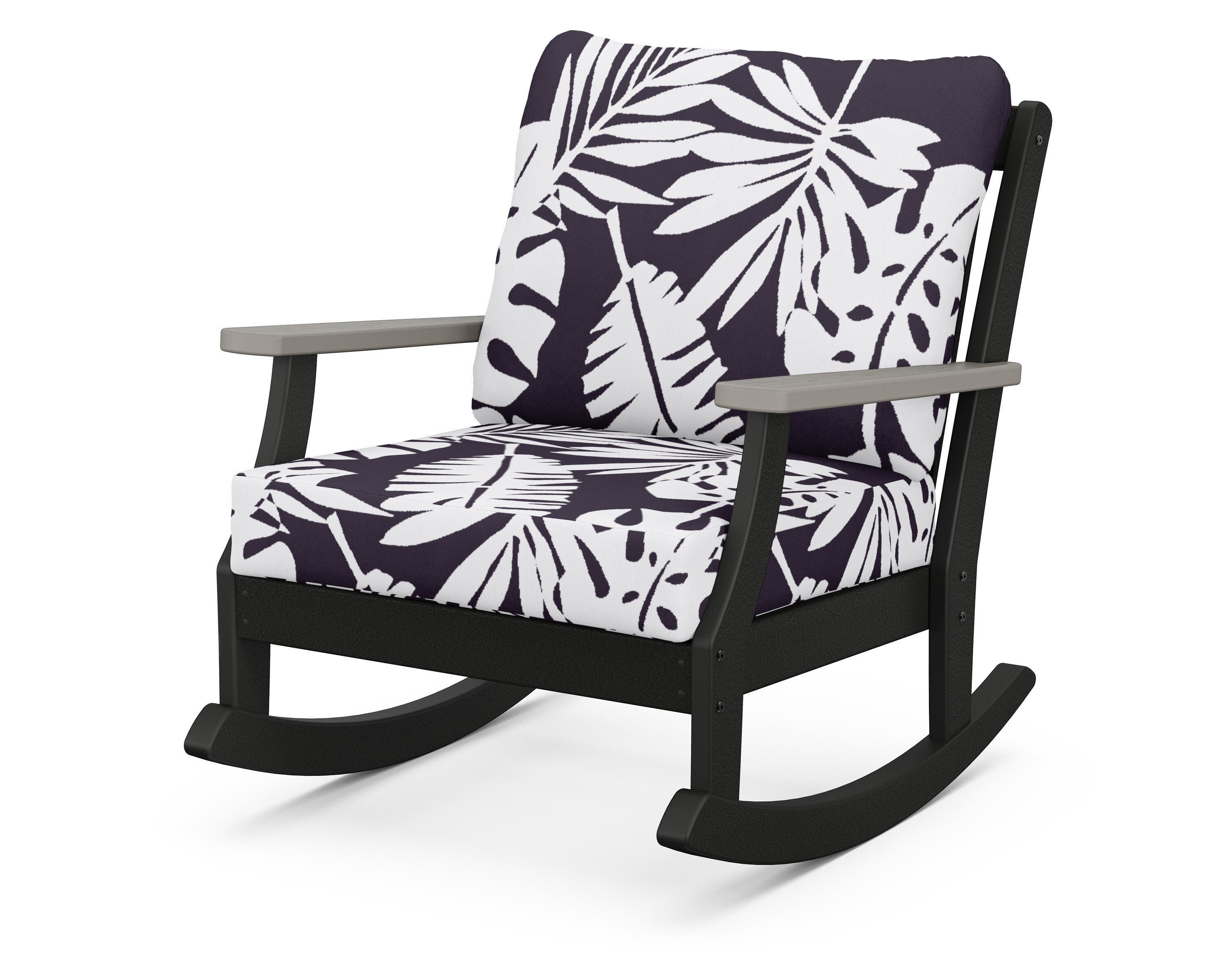 POLYWOOD® Braxton Deep Seating Rocking Chair in Black / Driftwood / Leaf Navy