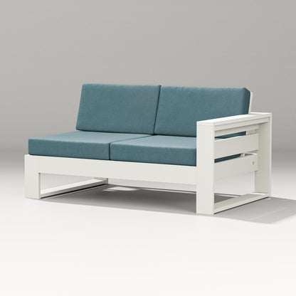 PW Designer Series Latitude Modular Right Arm Loveseat in Vintage White / Ocean Teal