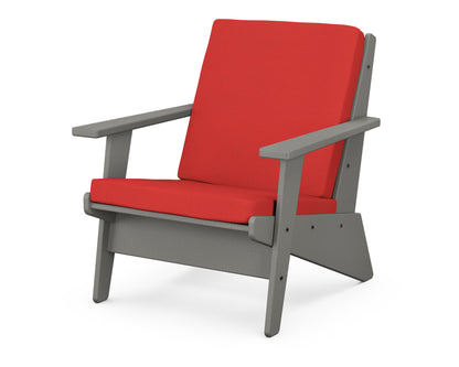 POLYWOOD® Riviera Modern Lounge Chair in Slate Grey / Crimson Linen