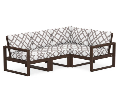 POLYWOOD® EDGE 4-Piece Modular Deep Seating Set in Mahogany / Trellis Grey Mist