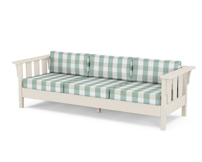 Martha Stewart by POLYWOOD® Acadia Deep Seating Sofa in Sand / Buffalo Plaid Glacier Spa