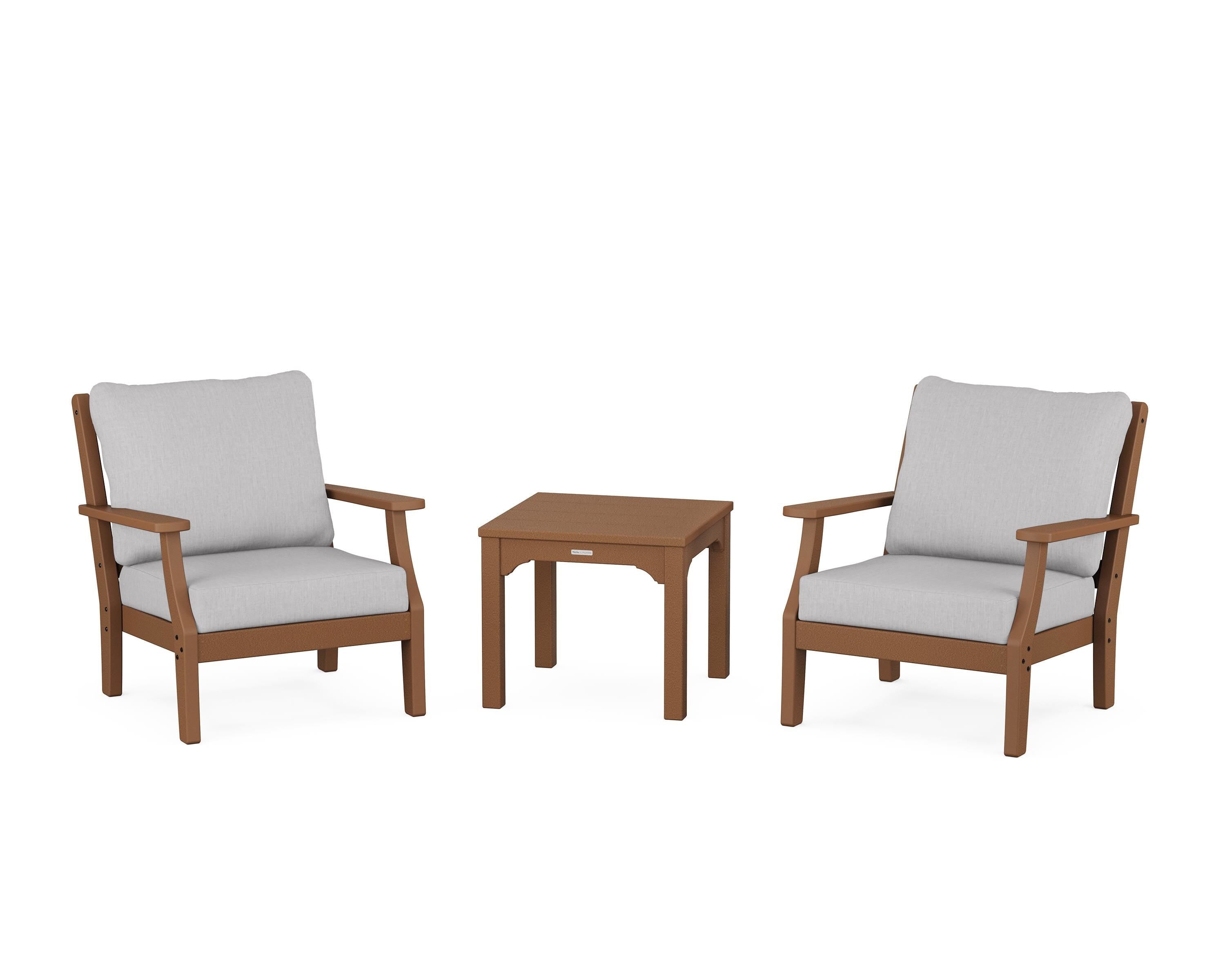 Martha Stewart by POLYWOOD® Chinoiserie 3-Piece Deep Seating Set in Teak / Granite