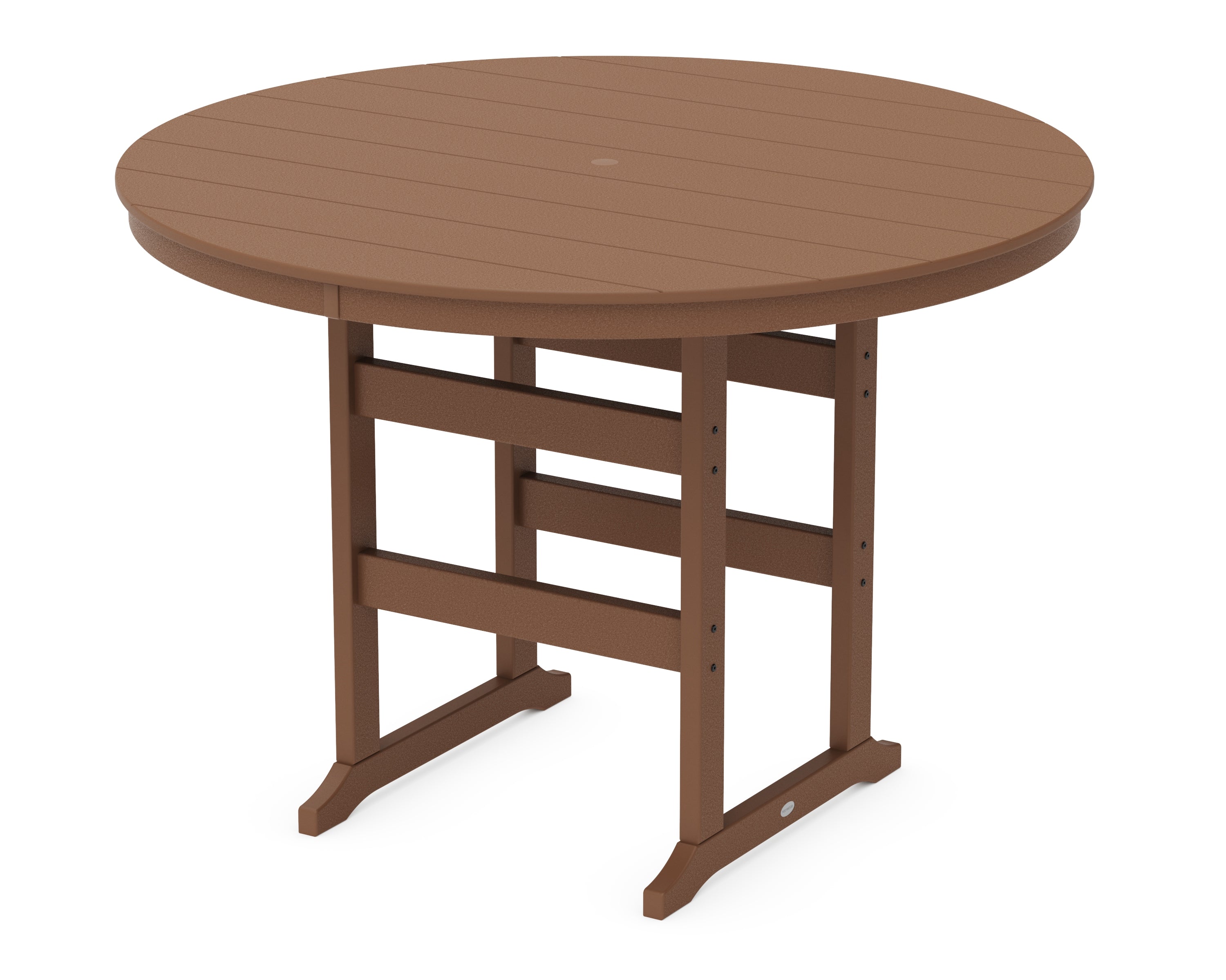 POLYWOOD® 60" Round Farmhouse Bar Table in Teak