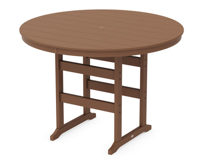 POLYWOOD® 60" Round Farmhouse Bar Table in Teak