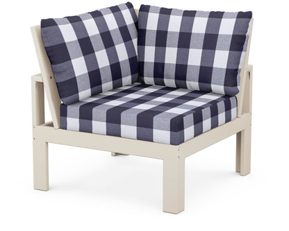 Unbranded Modular Corner Chair in Sand / Buffalo Plaid Navy