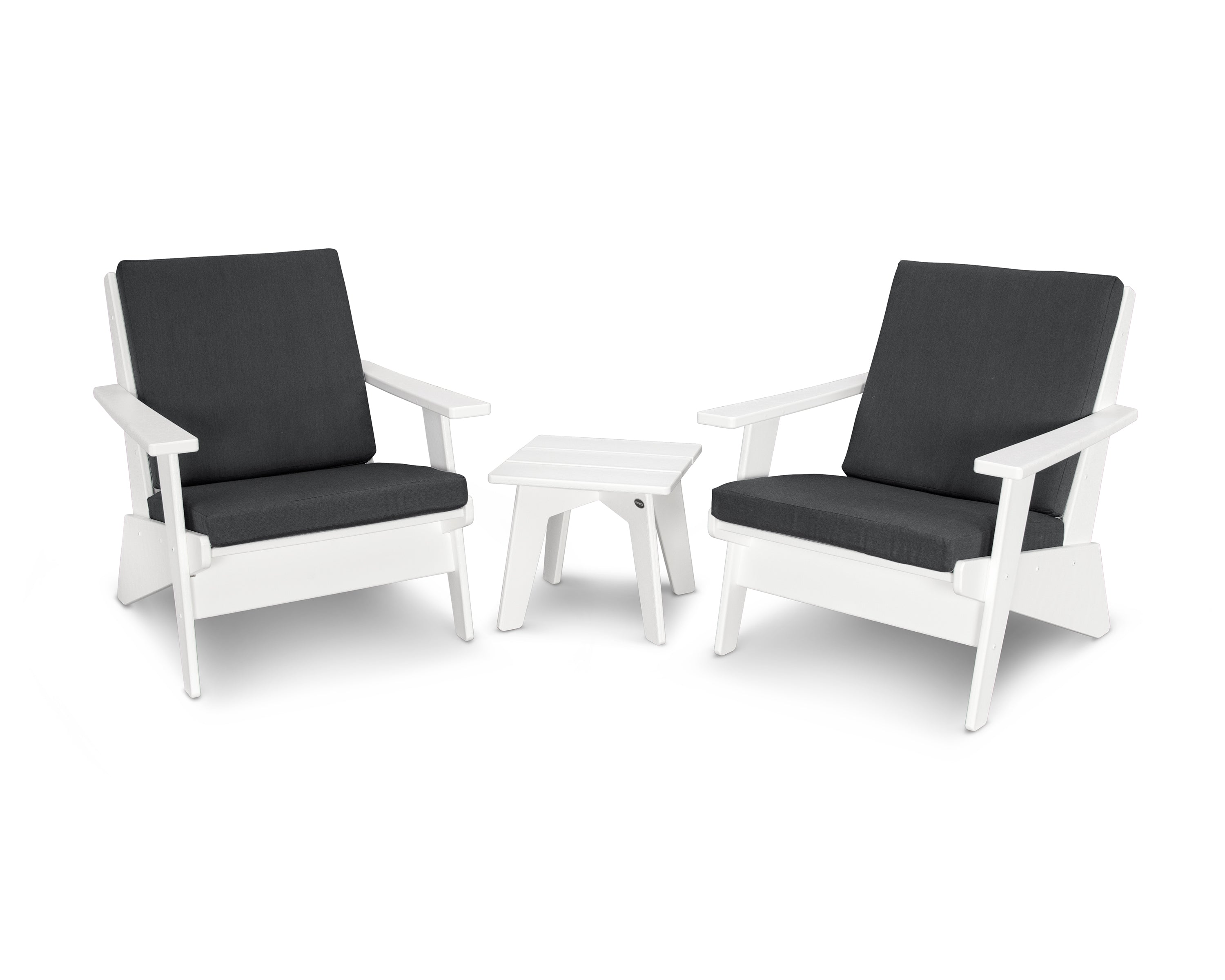 POLYWOOD® Riviera Modern Lounge 3-Piece Set in White / Spectrum Carbon